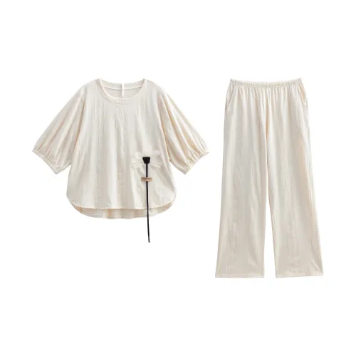 XUANZHITING Pajama Set Women's Apricot