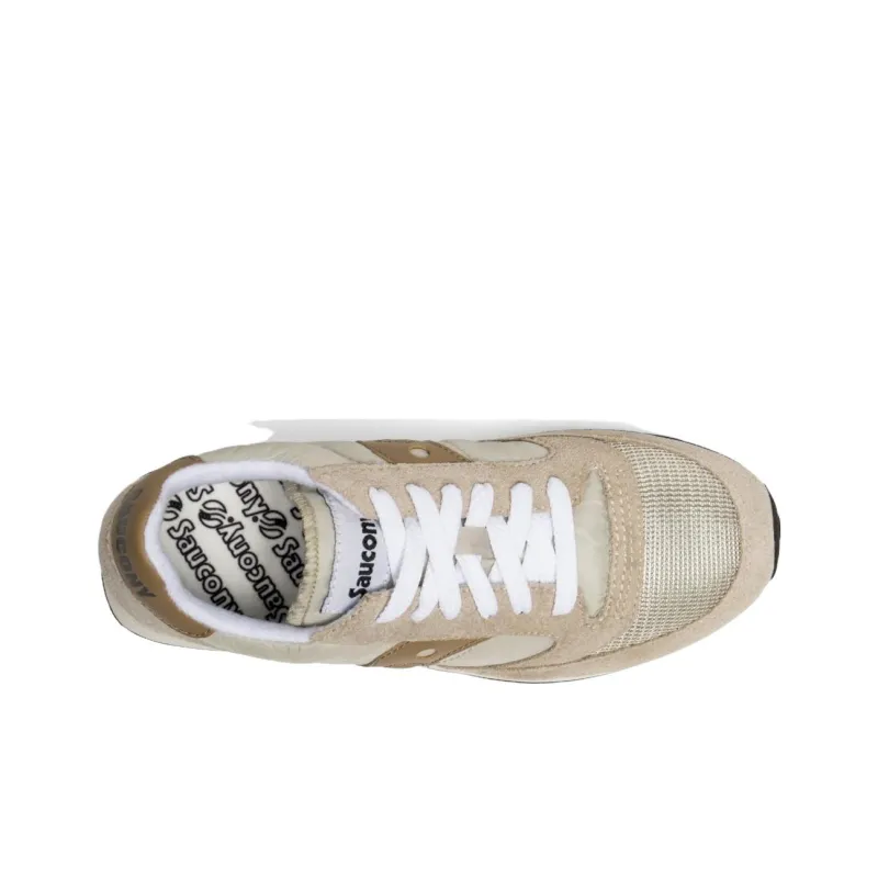 Saucony Jazz Original Vintage Anti Slip Wear Resistant Low Top Running Shoes Women's Beige Brown-3