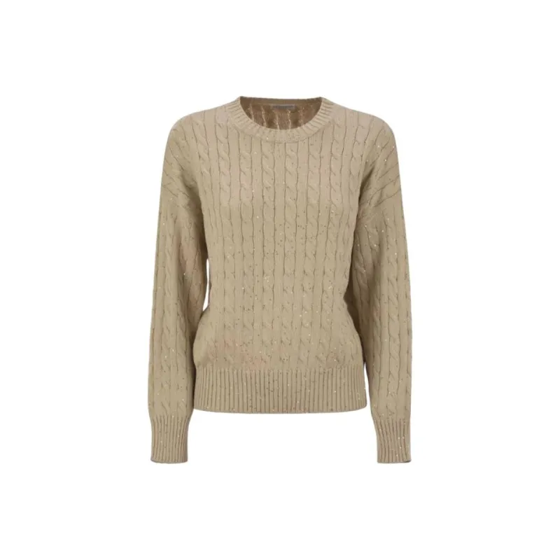 Sequin Embellished Cable-Knit Jumper-0