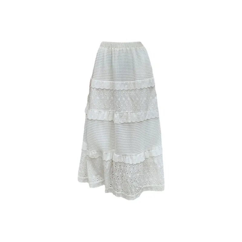 Mm Casual Long Skirts Women's White-0