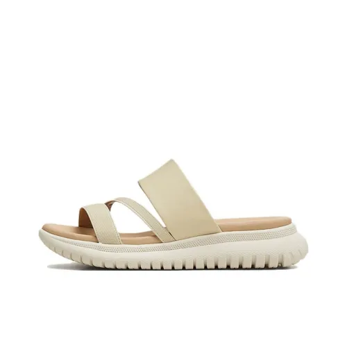TATA Rubber Sole Leather Patchwork Quiet Slide Slippers Women's