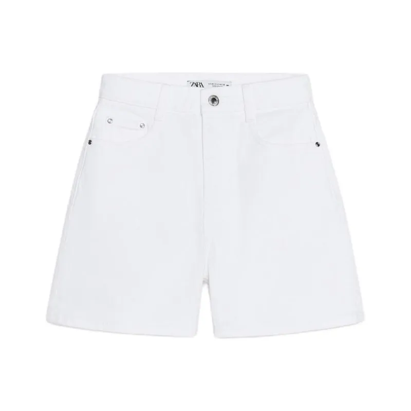 ZARA Denim Shorts Women's White-0