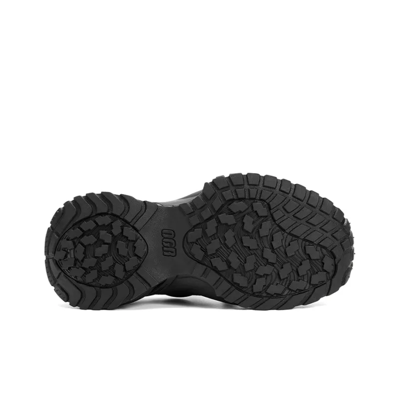 OGR Shock Absorbers Slip Resistant Height Increasing Lightweight Low Top Chunky Sneakers Unisex Black Revised Edition-6