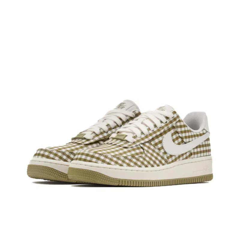 Nike Air Force 1 Anti Slip Wear Resistant Low Top Skateboard Shoes Women's Beige Brown-2