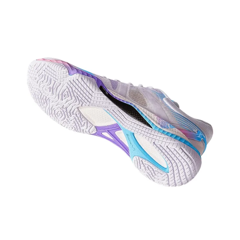 LiNing Shock Absorbers Slip Resistant Breathable Low Top Badminton Shoes Unisex White Blue-4