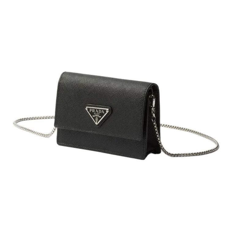 PRADA Saffiano Cow Leather Card Holder Women's Black-2
