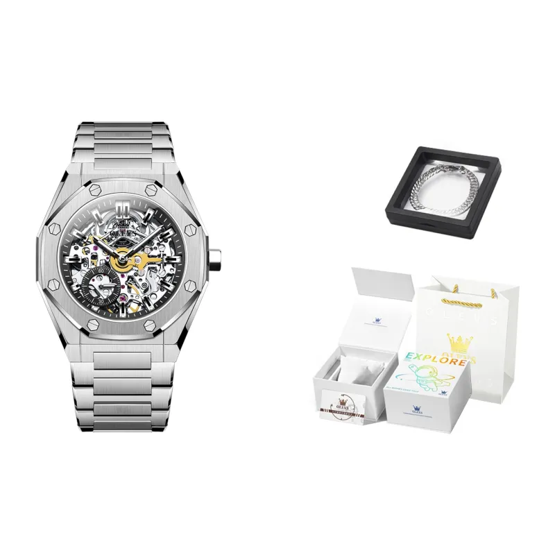 OLEVS Play The Cool Series Mechanical Movement Watch Men's Watches White Dial-3