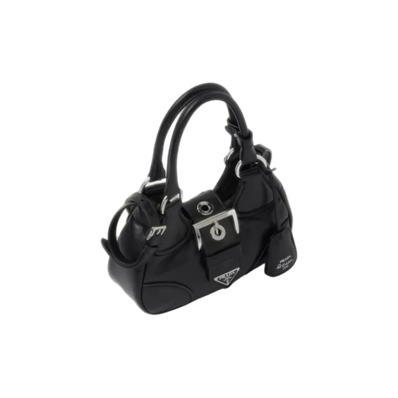 PRADA Moon Series Leather Hobo Bag Handbag Women's Black-1
