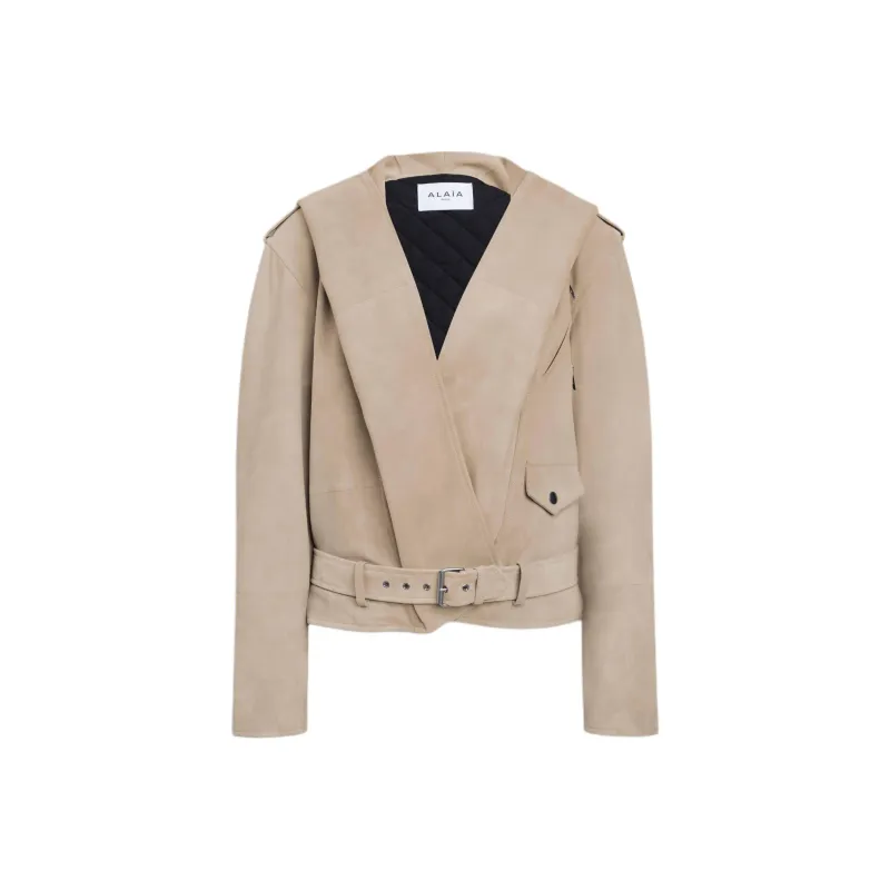 Alaia SS25 Leather Jacket Women's Beige-0