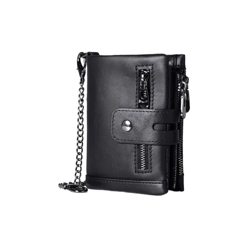 CARTELO Top Grain Cow Leather Coin Purse Multiple Card Slots Wallet Men's Black/Coffee/Brown/Red/Royal Blue/Green