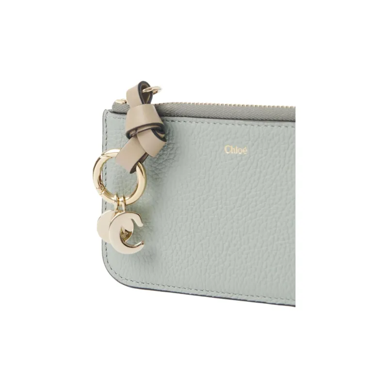 Chloe Alphabet Calfskin Wallet Women's Blue Green-4