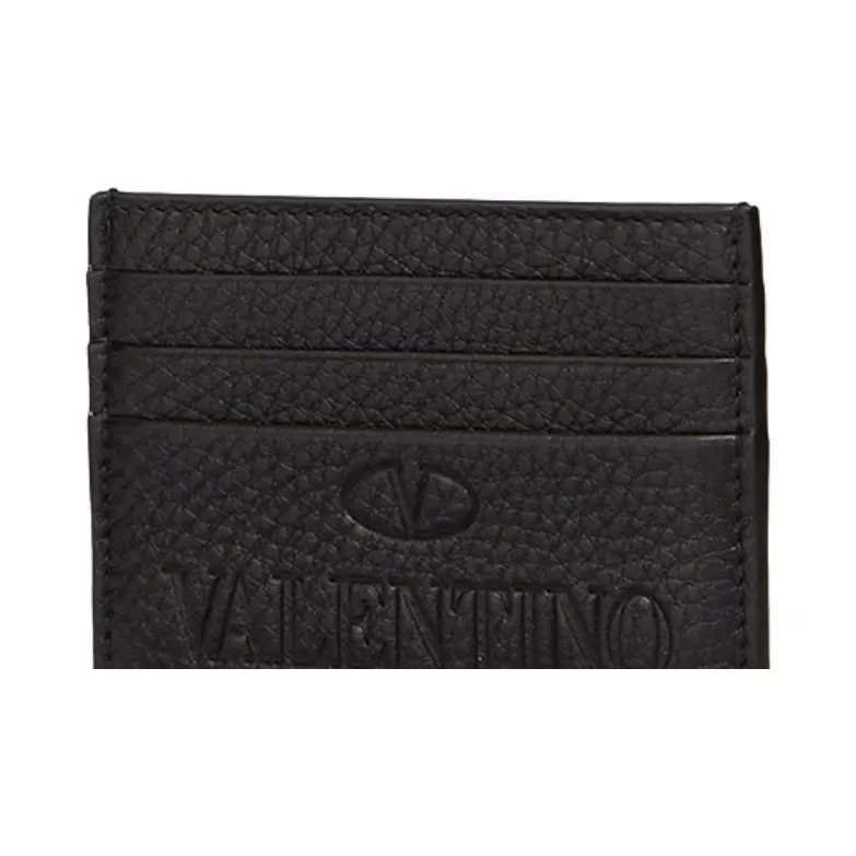 Valentino Cow Leather Card Holder Men's Black-5