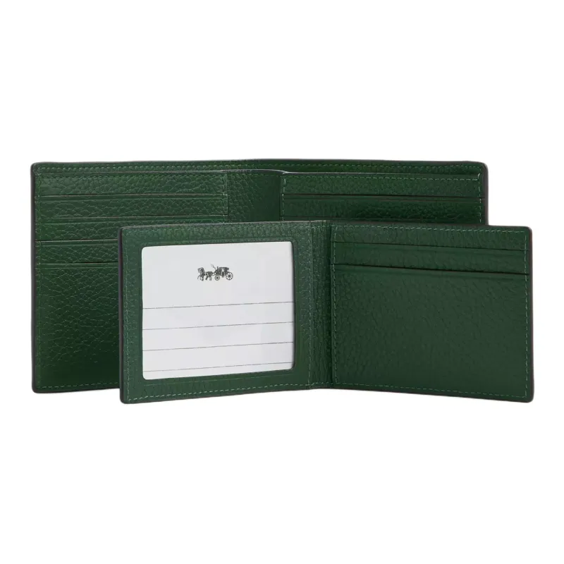 COACH 3 IN 1 Wallet Pebble Leather Wallet Men's Green-2