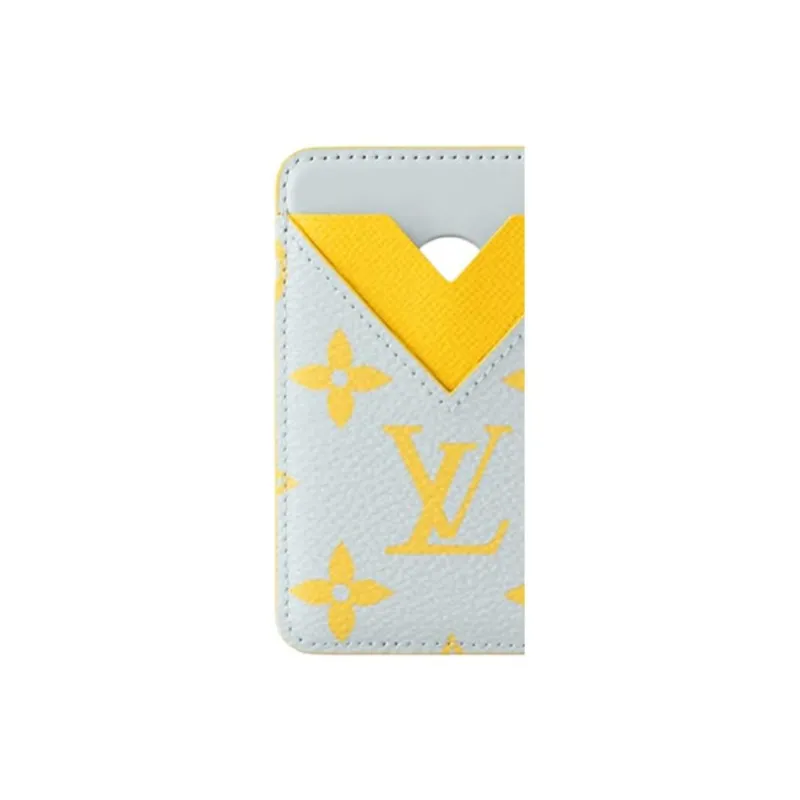 LOUIS VUITTON Magnetic Monogram Glow Coated Canvas Card Holder Unisex Gray & Yellow-3