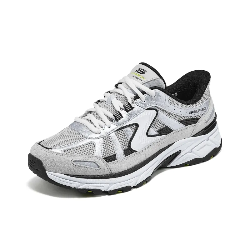 Skechers Silver Wing Anti Slip Wear Resistant Low Top Chunky Sneakers Unisex Silver Gray-2