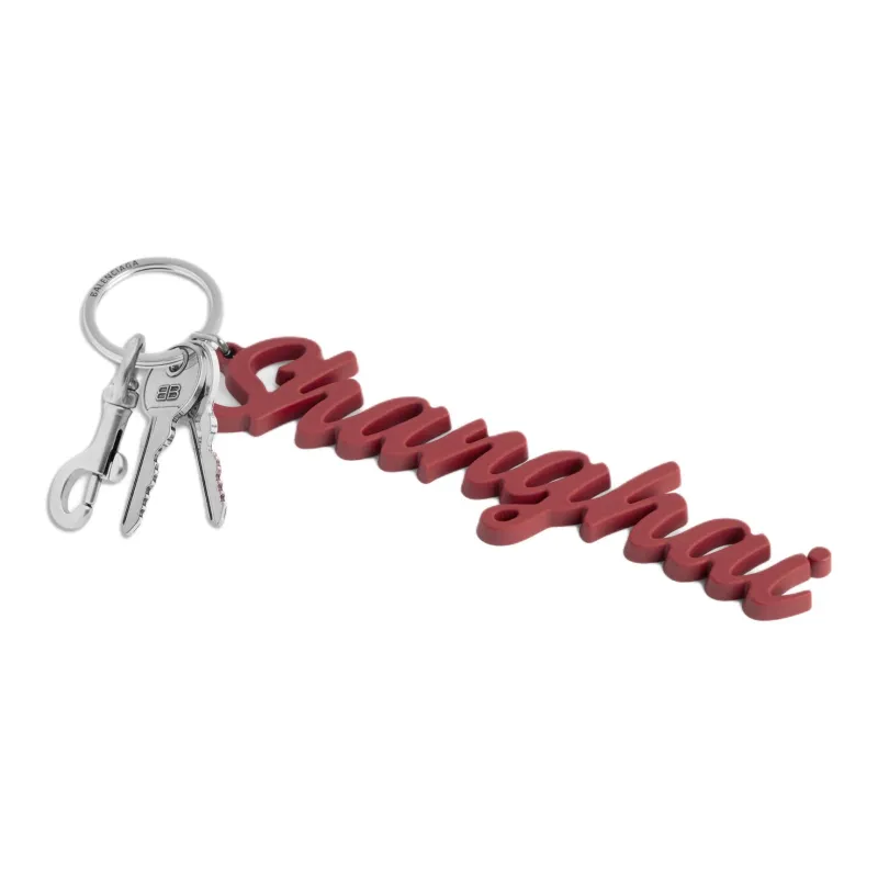 Balenciaga Silicone Patchwork With Stainless Steel Bag Charm Bag Merch Unisex Cherry Red-2