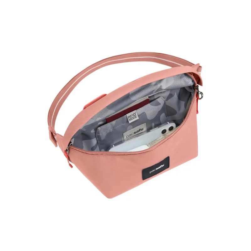 PACSAFE Recycled Polyester Crossbody Fanny Pack Women's Rose Pink-3