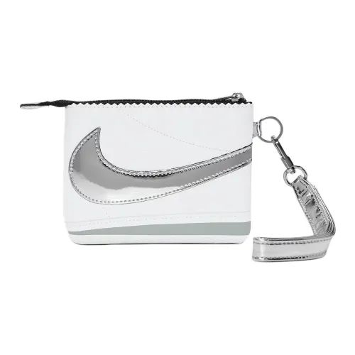 Nike Cortez Polyurethane Clutch Coin Purse Unisex Light Smoke Gray & Metal Silver