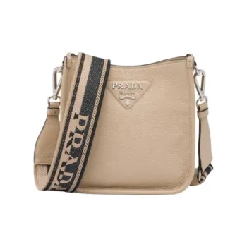 PRADA Leather Shoulder Bag Mini Unisex Sand