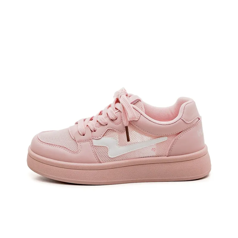 HUANQIU Slip Resistant, Lightweight, And Breathable Low Top Skateboard Shoes Women's Cherry Blossom Pink-0