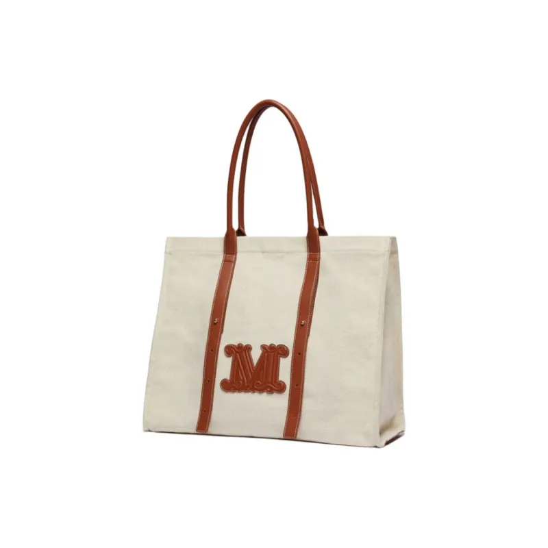 MaxMara Cotton Tote Bag, Shopping Bag, Shoulder Bag, Handbag Unisex Sand-3