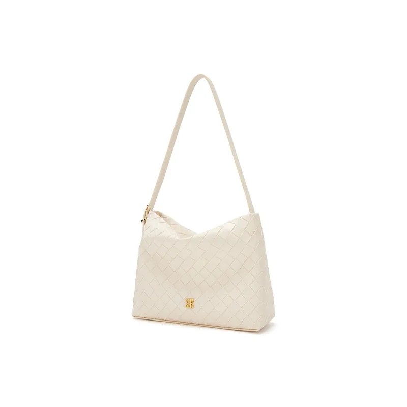ELLE Synthetic Leather Shoulder Bag Regular Women's White/Black-1