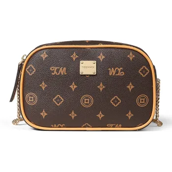 Teenmix PVC Camera Bag, Chain Bag, Shoulder Bag, Crossbody Bag Regular Women's Coffee/Ecru/Sky Blue