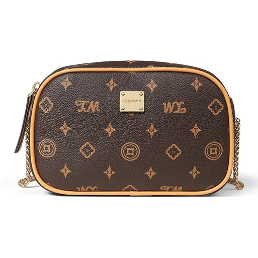 Teenmix PVC Camera Bag, Chain Bag, Shoulder Bag, Crossbody Bag Regular Women's Coffee/Ecru/Sky Blue-0