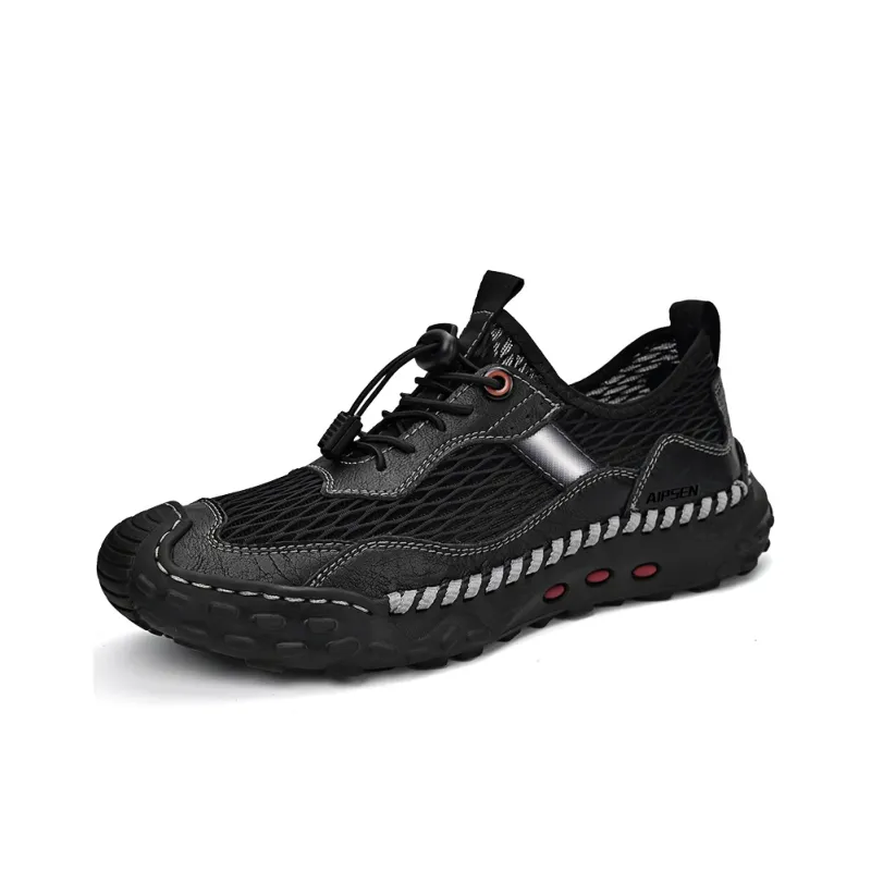 AIPSEN Wear resistant, Non slip And Breathable Low Top Casual Shoes Men's Black-1