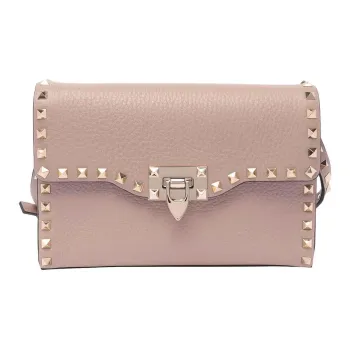 Valentino Rockstud Calfskin Shoulder Bag Trumpets Women's Nude