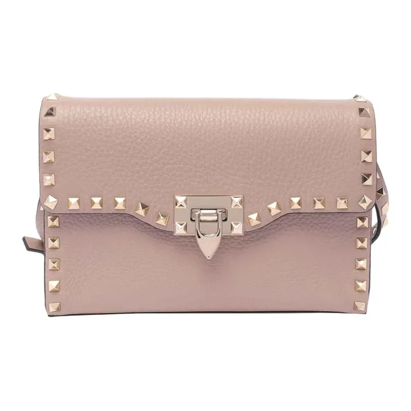 Valentino Rockstud Calfskin Shoulder Bag Trumpets Women's Nude-0