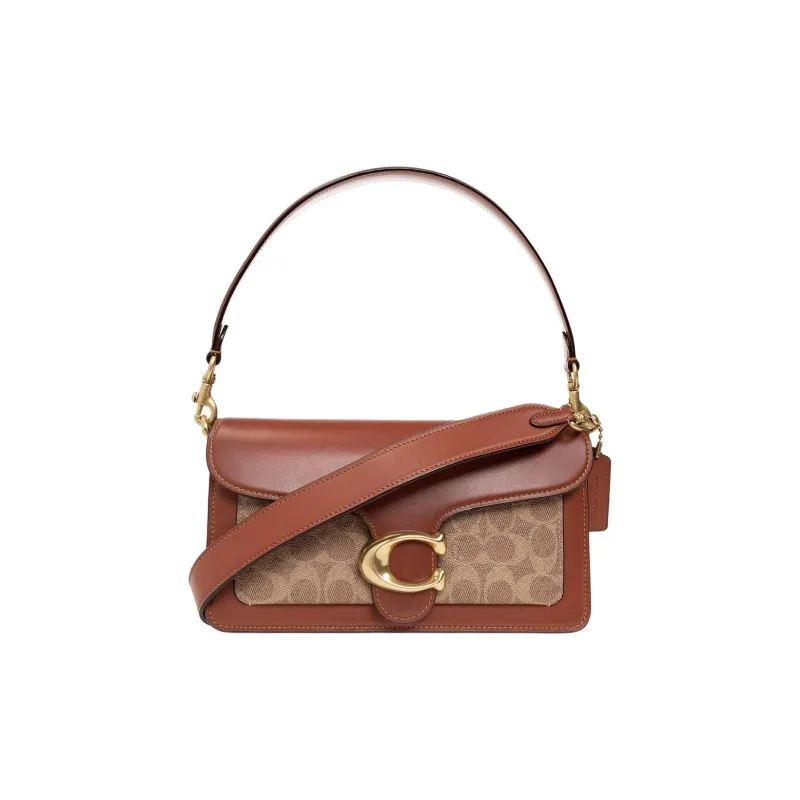 COACH Tabby Leather Shoulder Bag, Crossbody Bag, Handbag Medium Size Women's Brown-0