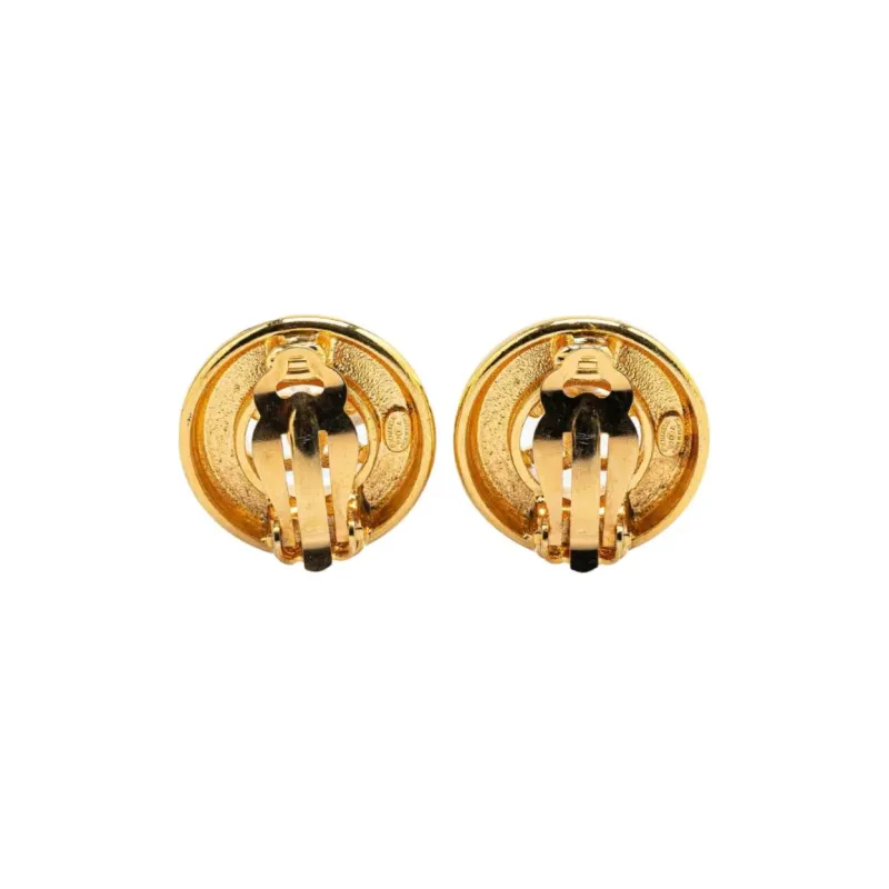 CHANEL 1997 Plated Cc Round Clip On Earrings Costume Earrings-1