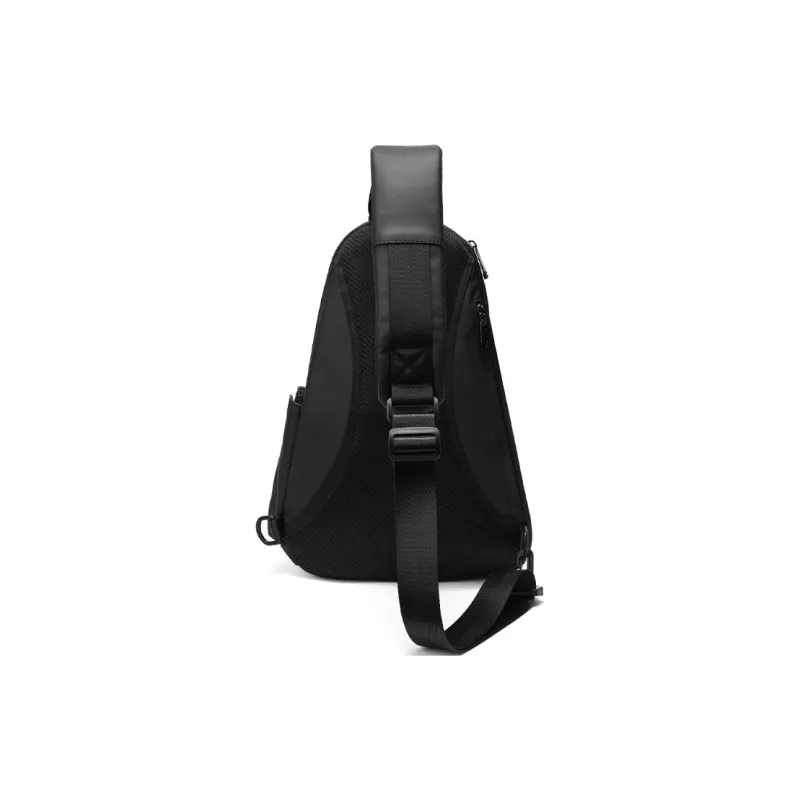 SEPTWOLVES Artificial Leather With Textile Sling Bag Unisex Black-8