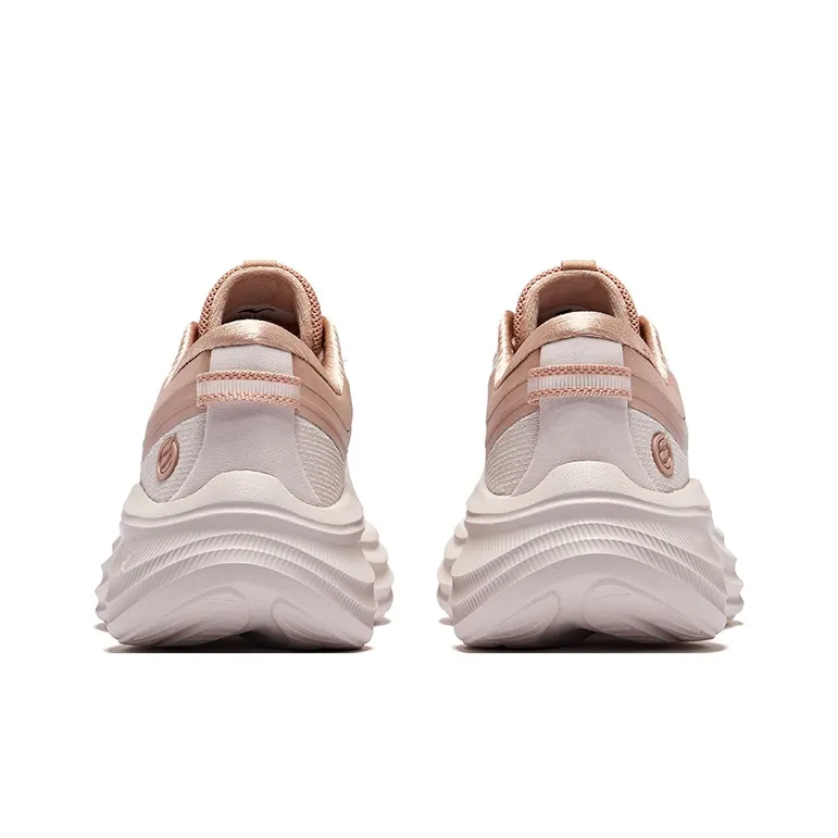Erke Shock Absorbers Rebound Low Top City Commute Running Shoes Women's Microcrystal White Sandalwood Lip Color-3
