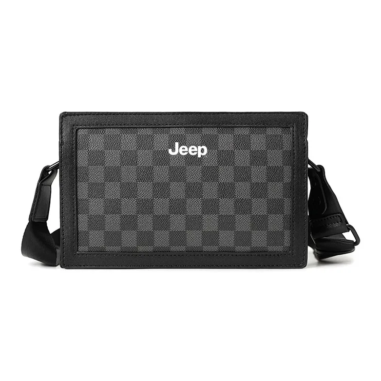 Jeep Polyester Crossbody Bag, Shoulder Bag Men's Pattern Black/Black Plaid-2