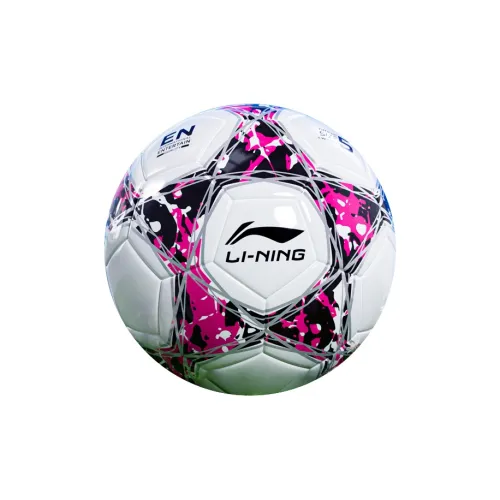 LiNing Size 5 Standard Ball For Regular 11 A Side Use Soccer TPU Machine Stitched Soccer Ball White Pink