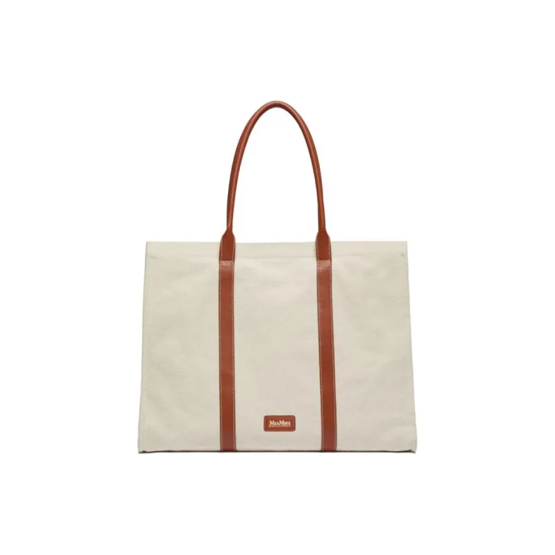 MaxMara Cotton Tote Bag, Shopping Bag, Shoulder Bag, Handbag Unisex Sand-2