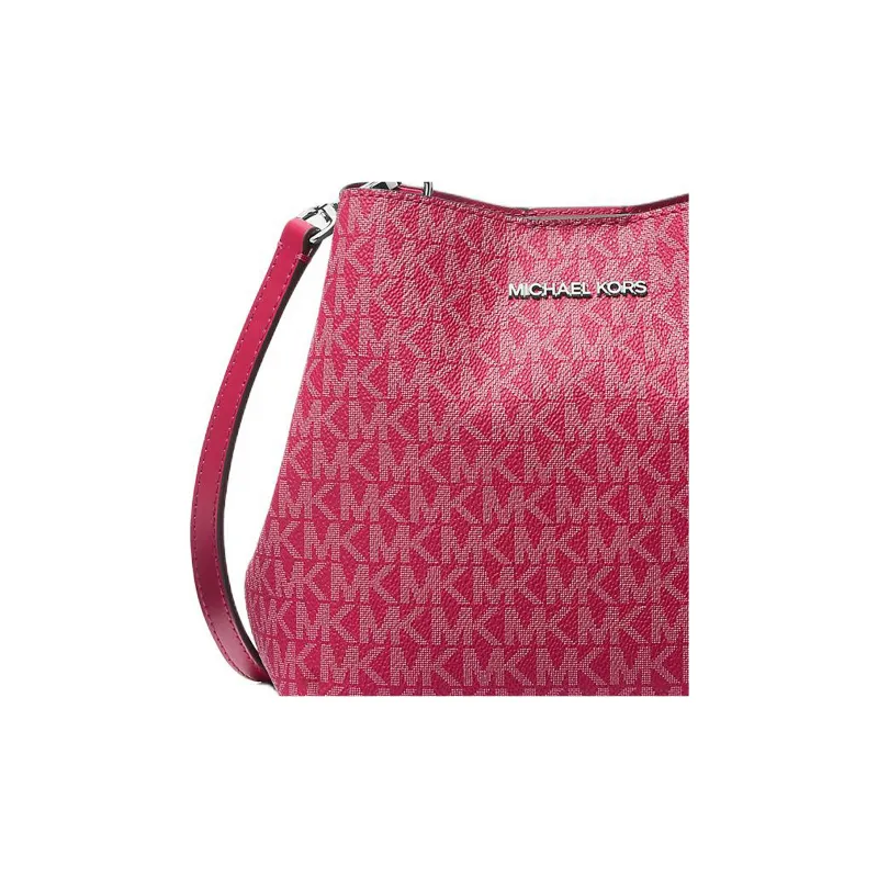 MICHAEL KORS Pratt Waterproof Canvas Shoulder Bag, Crossbody Bag, Handbag Trumpets Women's Dark Color Raspberry-4