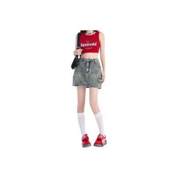 Wen Shan Denim Short Skirts Women's Vintage Blue