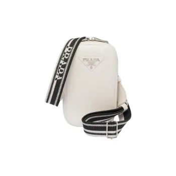 PRADA Leather Shoulder Bag Mini Unisex White