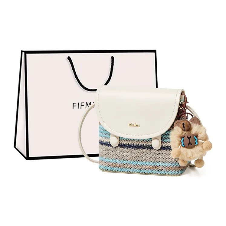 15 MINS Synthetic Leather Shoulder Bag, Crossbody Bag Women's Rainbow White-0
