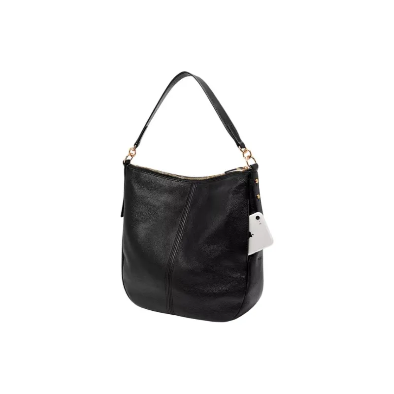 FOSSIL Leather HOBO Shoulder Bag Women's Black-2