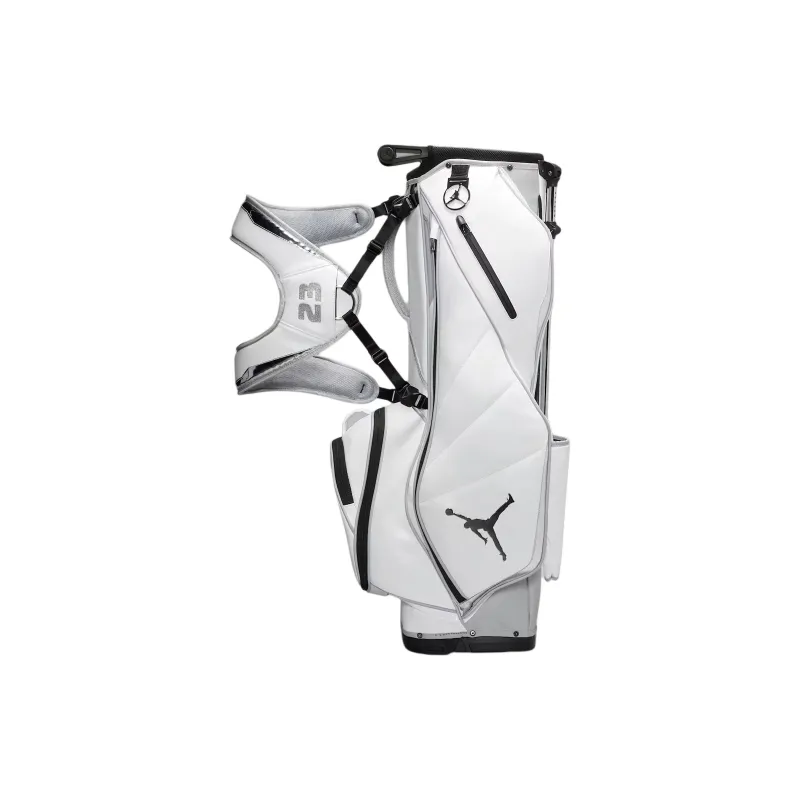 Jordan Fade Away Synthetic Leather Golf Bag For Travel Storage Bag Men's White & Wolf Gray & Metal Silver-0