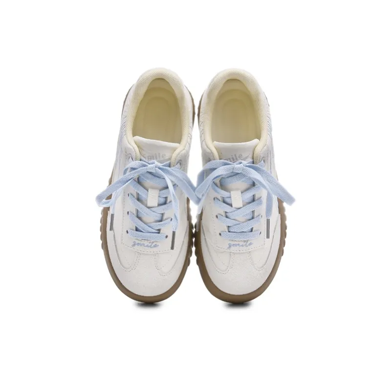 The New Age Family Low Top Skateboard Shoes Women's Beige Light Blue-2