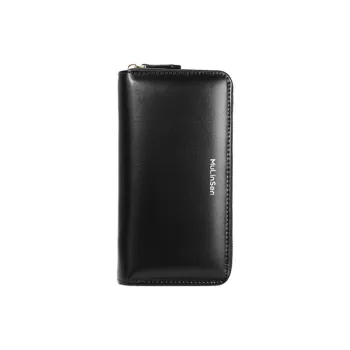 Mulinsen Polyester With Cow Leather Wallet Unisex Black/Green
