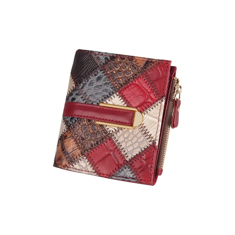 ;COBBLER LEGEND Cow Leather Wallet Women's Color Block Red-0