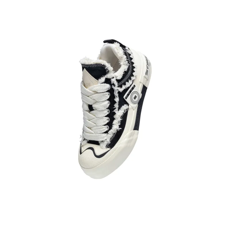 Star By Wishes Anti-Slip Wear-Resistant Breathable Height Increasing Low-Top Skateboard Shoes Unisex Black-1