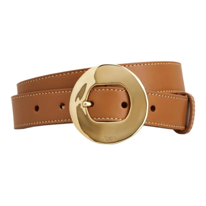 TOD'S Metal, Calfskin, Leather Belts Women's Brown Width 2.5CM-0