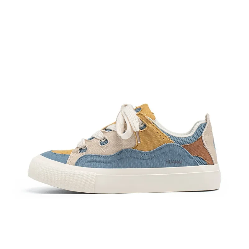 HUANAI Skateboard Shoes Men Low Top Burgundy/Haze Blue-6